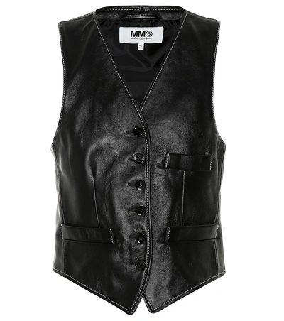 Shop Mm6 Maison Margiela Leather Vest In Black