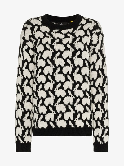 Shop Moncler 'rabbit' Intarsien-pullover In Black