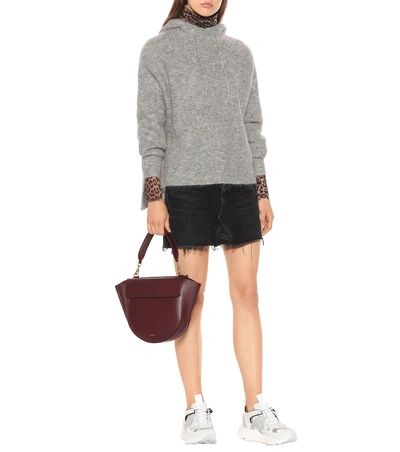 Shop Ganni Mohair And Wool Hoodie In Grey