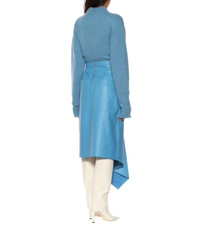 Shop Tibi Asymmetrical Leather Skirt In Blue