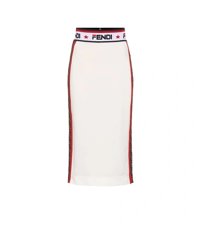 Shop Fendi Mania Jersey Pencil Skirt In White