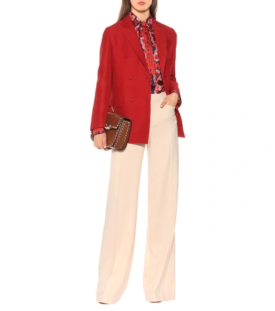 Shop Valentino Printed Silk Twill Shirt In Red