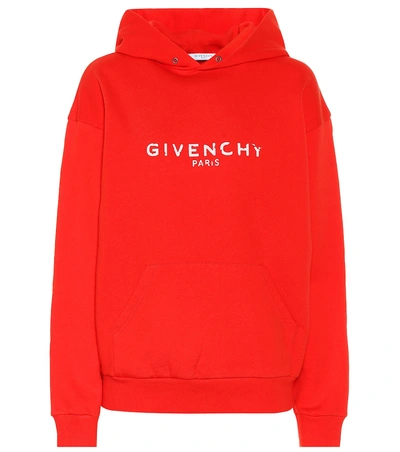 Shop Givenchy Printed Cotton Hoodie In Red