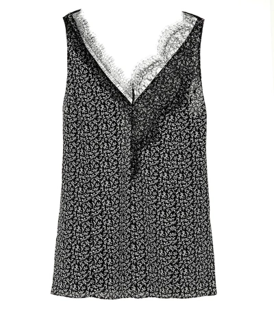Shop Joseph Printed Silk And Lace Tank Top In Black