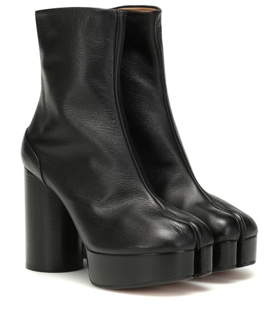 Shop Maison Margiela Tabi Platform Leather Boots In Black
