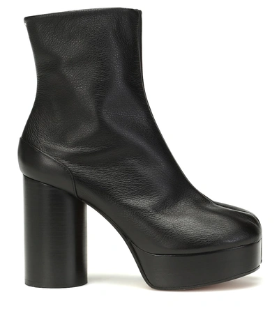 Shop Maison Margiela Tabi Platform Leather Boots In Black