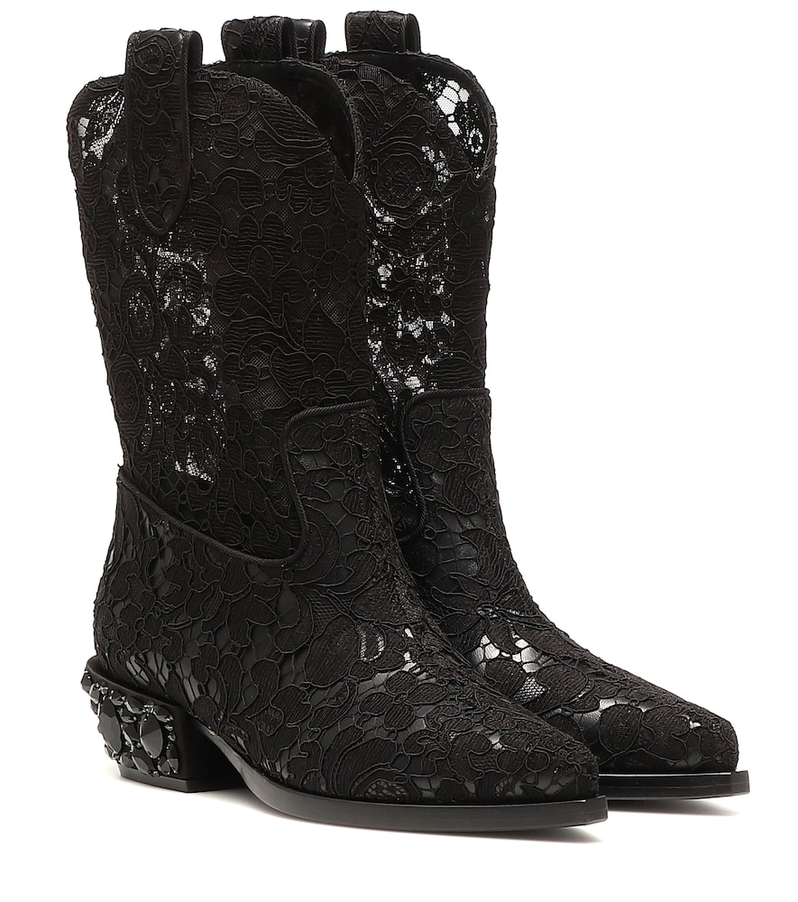 black lace cowboy boots