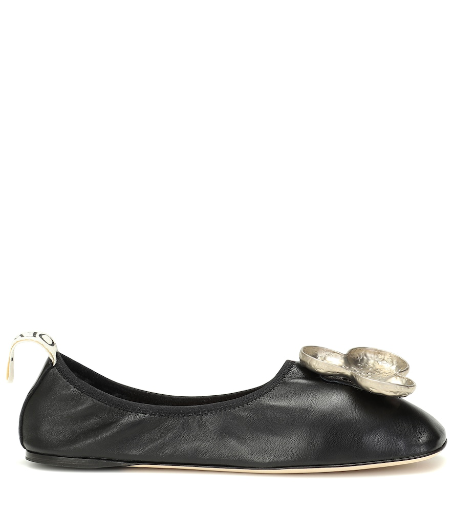 loewe shamrock leather ballet flats