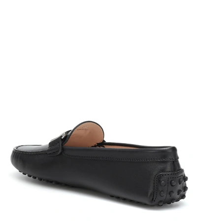 Shop Tod's Gommino Double T Leather Loafers In Black