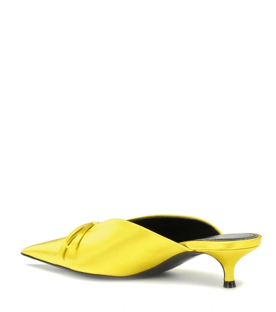 Shop Balenciaga Knife Satin Mules In Yellow