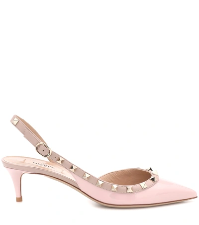 Shop Valentino Rockstud Patent Leather Slingback Pumps In Pink