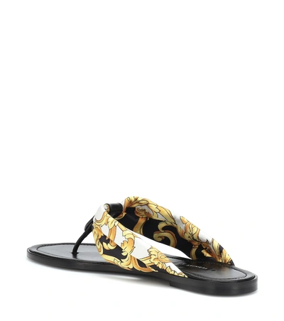 Shop Versace Fabric And Leather Sandals In Multicoloured