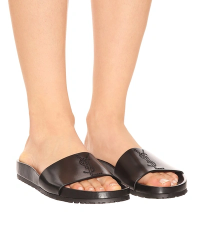 Shop Saint Laurent Jimmy Leather Slides In Black