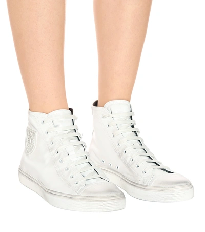 Shop Saint Laurent Bedford Leather High-top Sneakers In Yellow