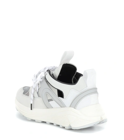 Shop Ganni Mesh And Leather Sneakers In White