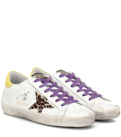 Shop Golden Goose Superstar Leather Sneakers In White