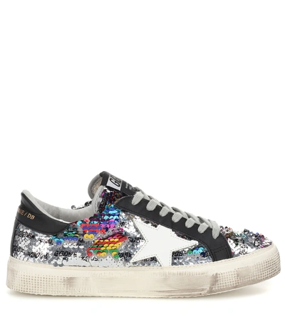 Shop Golden Goose May Classic Sequinned Sneakers In Multicoloured