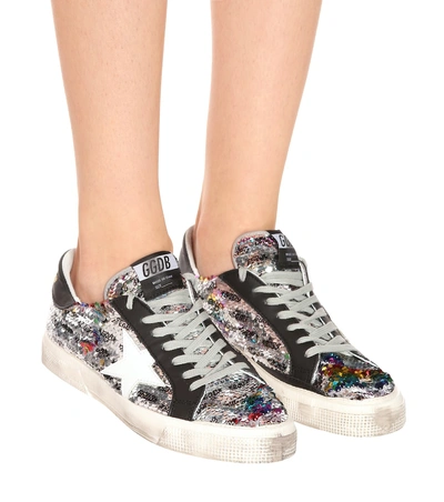 Shop Golden Goose May Classic Sequinned Sneakers In Multicoloured