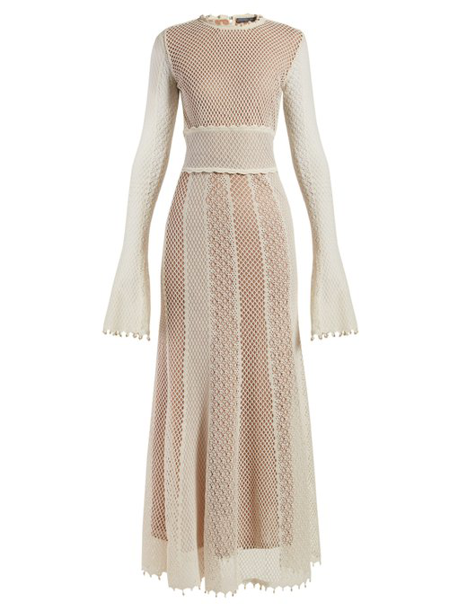 Alexander Mcqueen Faux-Pearl Trimmed MacramÉ-Lace Gown In Ivory Multi ...