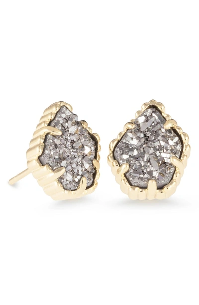 Shop Kendra Scott Tessa Stone Stud Earrings In Platinum Drusy/ Gold