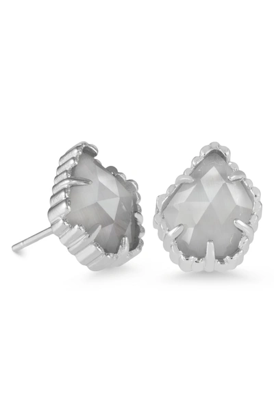 Shop Kendra Scott Tessa Stone Stud Earrings In Slate/ Silver