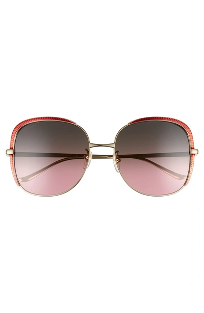 Shop Gucci 58mm Gradient Sunglasses - Gold/ Red Gradient