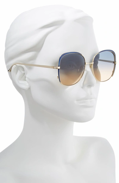 Shop Gucci 58mm Gradient Sunglasses - Gold/ Blue Gradient
