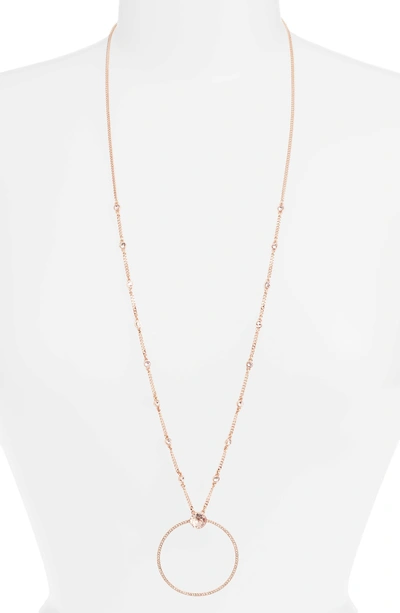 Shop Givenchy Pavé Open Circle Pendant Necklace In Rose Gold