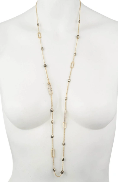 Shop Alexis Bittar Essentials Long Strand Necklace In Crystal/ Gold