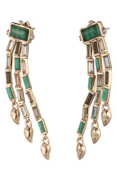 Shop Alexis Bittar Retro Gold Collection Fancy Baguette Sculptural Earrings In Green/ Gold