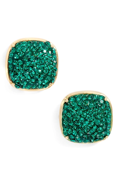 Shop Kate Spade Pave Small Square Stud Earrings In Emerald