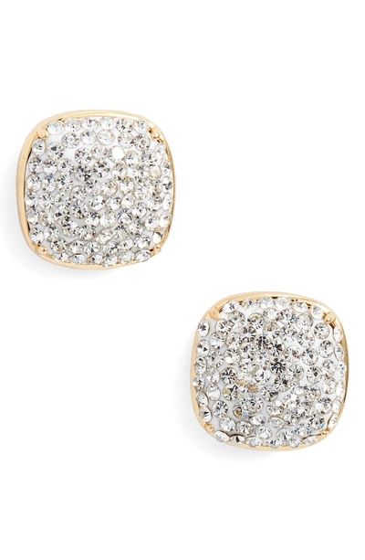 Shop Kate Spade Pave Small Square Stud Earrings In Clear