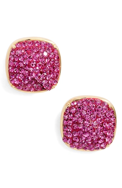 Shop Kate Spade Pave Small Square Stud Earrings In Fuchsia