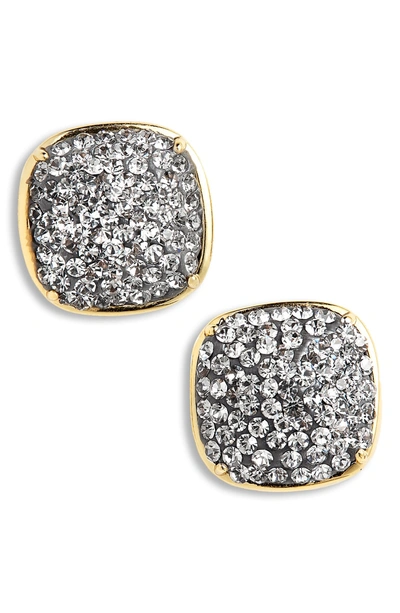 Shop Kate Spade Pave Small Square Stud Earrings In Black Diamond
