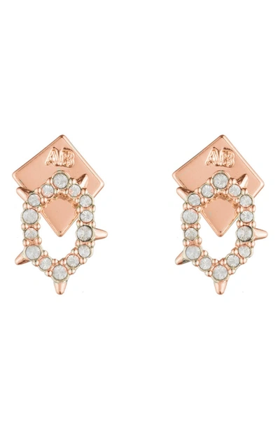 Shop Alexis Bittar Alex Bittar Crystal Encrusted Spiked Stud Earrings In Crystal/ Gold