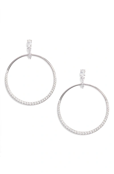 Shop Nadri Fete Gradient Cubic Zirconia Hoop Earrings In Silver