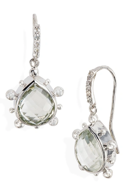 Shop Anzie Dew Drop Semiprecious Stone Earrings In Green Amethyst