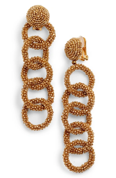 Shop Oscar De La Renta Beaded Link Drop Earrings In Gold
