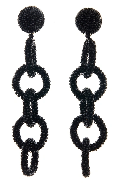 Shop Oscar De La Renta Beaded Link Drop Earrings In Black