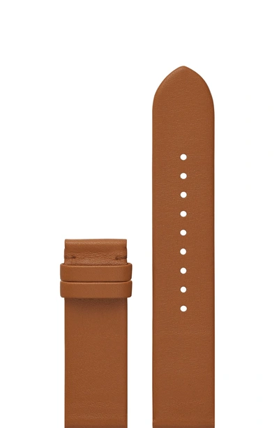 Shop Tory Burch Gigi 20mm Leather Watch Band In Luggage