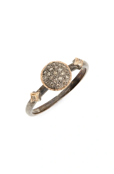 Shop Armenta New World Pave Diamond Circle Ring In Blackened Silver/ Gold
