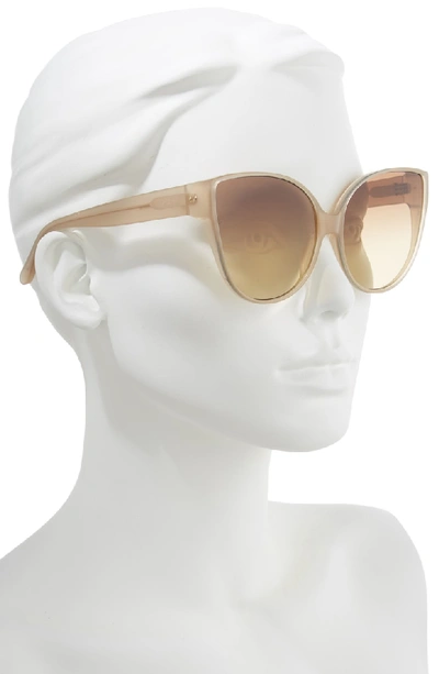 Shop Linda Farrow 62mm Oversize Cat Eye Sunglasses - Milky Tobacco