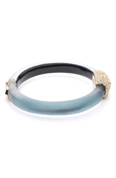 Shop Alexis Bittar Crystal Encrusted Clasp Skinny Bangle In Montana Blue