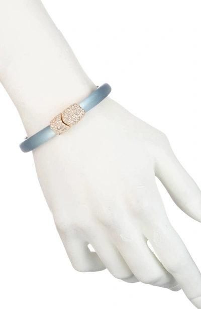Shop Alexis Bittar Crystal Encrusted Clasp Skinny Bangle In Montana Blue
