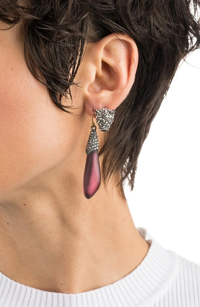 Shop Alexis Bittar Crystal Encrusted Cap Drop Earrings In Red Heather