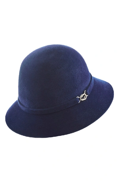 Shop Helen Kaminski Fur Felt Cloche - Blue In Sapphire