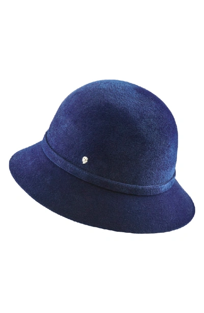 Shop Helen Kaminski Fur Felt Cloche - Blue In Sapphire