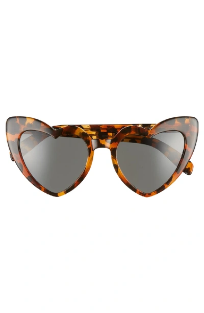 Shop Saint Laurent Loulou 54mm Heart Sunglasses - Leopard Havana/ Grey