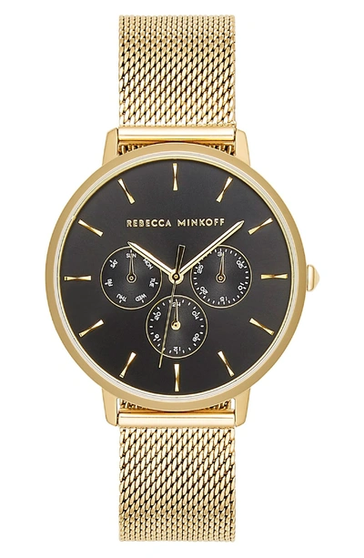 Shop Rebecca Minkoff Major Chronograph Bracelet Watch, 38mm In Gold/ Black/ Gold