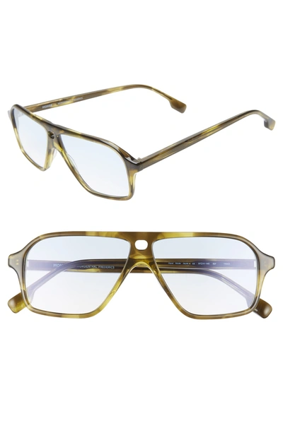 Shop Monse X Morgenthal Frederics Traci 57mm Square Sunglasses In Olive Tortoise/ Blue